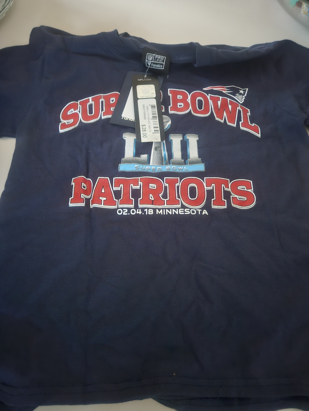 Fanatics Navy Super Bowl LII Patriots Kids Tee